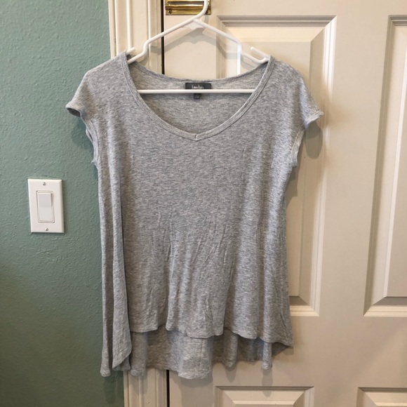 Neiman Marcus Gray Super Soft V-Neck T-Shirt - Picture 2 of 4